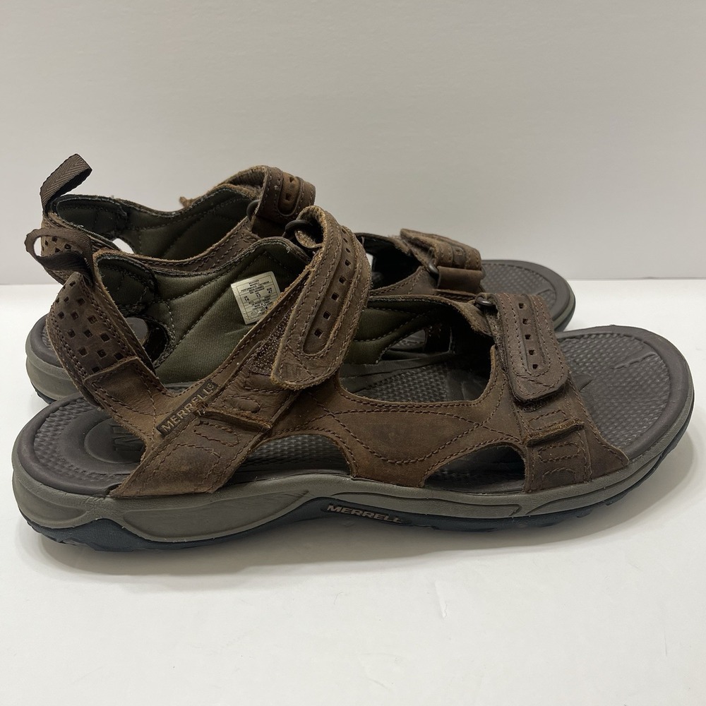 Merrell Leather Hiking Sandals Brown Hook & Loop Closure Men's 14 Outdoor Sports